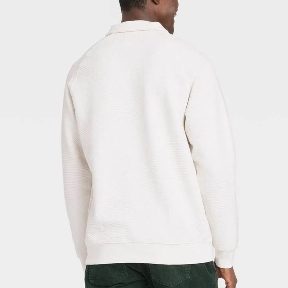 Goodfellow & Co  Men's Quilted Snap Pullover
Sweatshirt Ivory Various Sizes - Picture 12 of 13